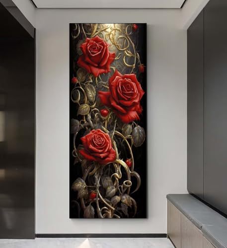 Diamond Painting Blumen Rosen Diamond Painting Erwachsene, 5D Diamant Painting Bilder Crystal Embroidery,Daiments Painting Basteln Erwachsene,DIY Diamant Painting Artdot für Wand Décor 95x195 cm q139 von Xaafeze