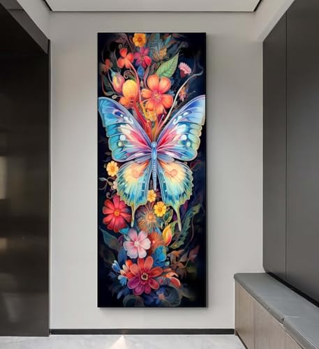 Diamond Painting Blumen Schmetterlinge Diamond Painting Erwachsene, 5D Diamant Painting Bilder Embroidery, Daiments Painting Basteln Erwachsene, Diamant Painting Artdot, Wand Décor 85x175 cm q136 von Xaafeze