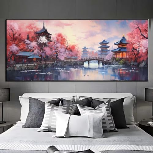 Diamond Painting Brücke Landschaft Diamond Painting Erwachsene, 5D Diamant Painting Bilder Crystal Embroidery,Daiments Painting Basteln Erwachsene,Diamant Painting Artdot für Wand Décor 35x75 cm q461 von Xaafeze