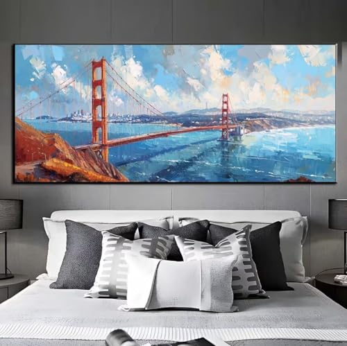 Diamond Painting Brücke Meer Diamond Painting Erwachsene, 5D Diamant Painting Bilder Crystal Embroidery, Daiments Painting Basteln Erwachsene, DIY Diamant Painting Artdot für Wand Décor 35x75 cm q413 von Xaafeze