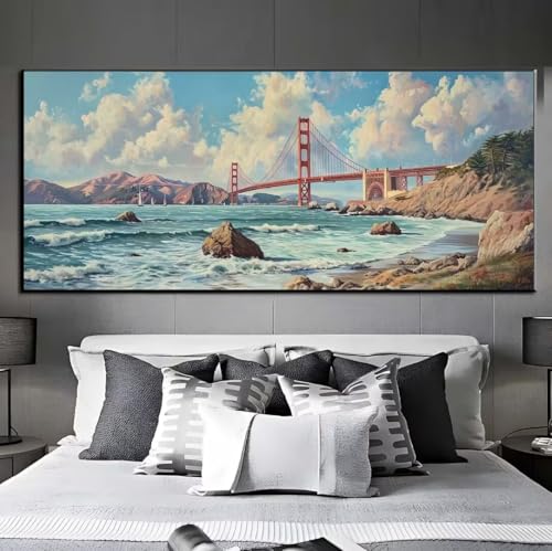 Diamond Painting Brücke Meer Diamond Painting Erwachsene, 5D Diamant Painting Bilder Crystal Embroidery, Daiments Painting Basteln Erwachsene, DIY Diamant Painting Artdot für Wand Décor 75x155 cm q449 von Xaafeze