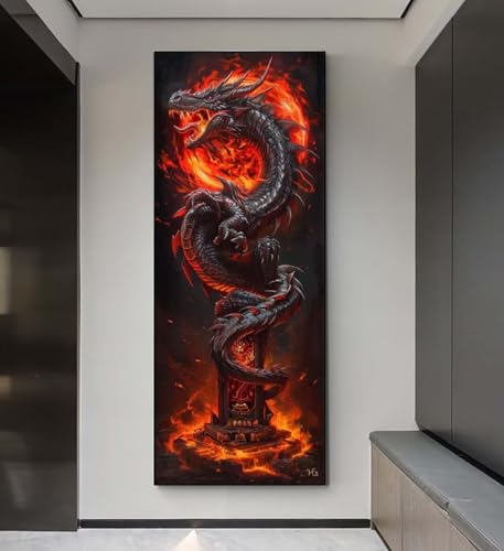 Diamond Painting Drachenflamme Diamond Painting Erwachsene, 5D Diamant Painting Bilder Crystal Embroidery,Daiments Painting Basteln Erwachsene,DIY Diamant Painting Artdot für Wand Décor 55x115 cm q116 von Xaafeze