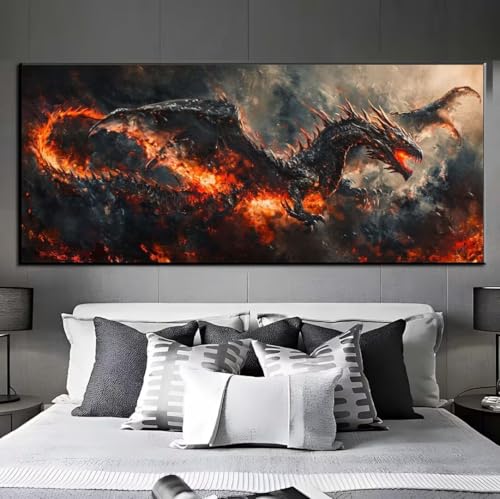 Diamond Painting Drachenflamme Diamond Painting Erwachsene, 5D Diamant Painting Bilder Crystal Embroidery,Daiments Painting Basteln Erwachsene,DIY Diamant Painting Artdot für Wand Décor 65x135 cm q448 von Xaafeze