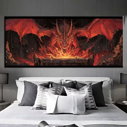 Diamond Painting Drachenflamme Diamond Painting Erwachsene, 5D Diamant Painting Bilder Crystal Embroidery,Daiments Painting Basteln Erwachsene,DIY Diamant Painting Artdot für Wand Décor 65x135 cm q437 von Xaafeze