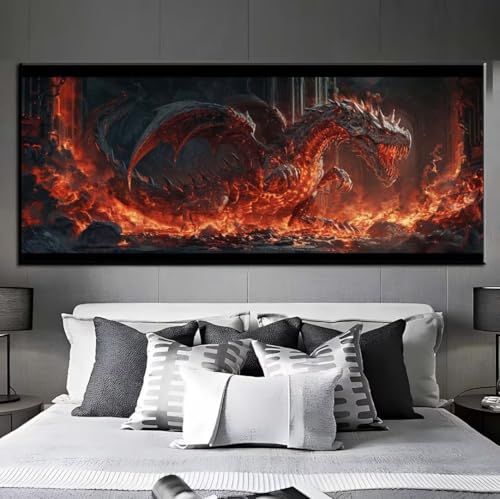 Diamond Painting Drachenflamme Diamond Painting Erwachsene, 5D Diamant Painting Bilder Crystal Embroidery,Daiments Painting Basteln Erwachsene,DIY Diamant Painting Artdot für Wand Décor 65x135 cm q438 von Xaafeze