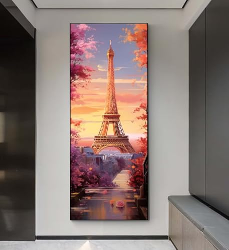 Diamond Painting Eiffelturm Landschaft Diamond Painting Erwachsene, 5D Diamant Painting Bilder Embroidery, Daiments Painting Basteln Erwachsene, Diamant Painting Artdot, Wand Décor 65x135 cm q130 von Xaafeze