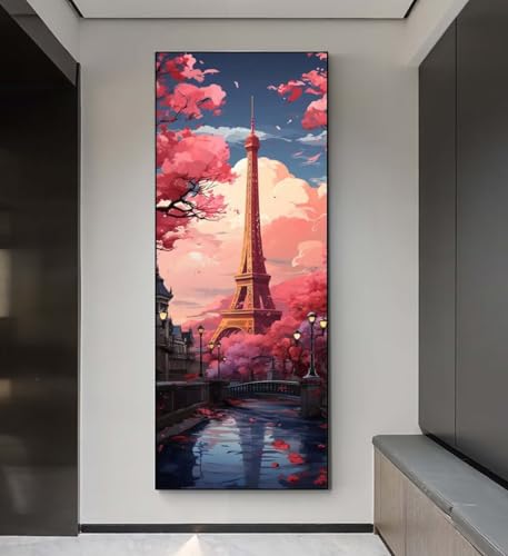 Diamond Painting Eiffelturm Landschaft Diamond Painting Erwachsene, 5D Diamant Painting Bilder Embroidery, Daiments Painting Basteln Erwachsene, Diamant Painting Artdot, Wand Décor 85x175 cm q140 von Xaafeze