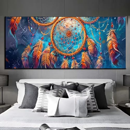 Diamond Painting Federn Traumfänger Diamond Painting Erwachsene, 5D Diamant Painting Bilder Crystal Embroidery,Daiments Painting Basteln Erwachsene,Diamant Painting Artdot für Wand Décor 25x55 cm q427 von Xaafeze