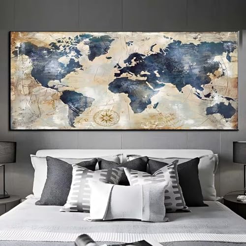 Diamond Painting Karte Welt Diamond Painting Erwachsene, 5D Diamant Painting Bilder Crystal Embroidery, Daiments Painting Basteln Erwachsene, DIY Diamant Painting Artdot für Wand Décor 45x95 cm q376 von Xaafeze