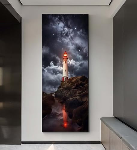 Diamond Painting Leuchtturm Sternenhimmel Diamond Painting Erwachsene, Diamant Painting Bilder Embroidery, Daiments Painting Basteln Erwachsene, Diamant Painting Artdot, Wand Décor 70x180 cm q131 von Xaafeze