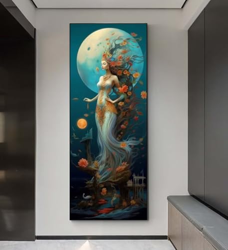 Diamond Painting Mond Schönheit Diamond Painting Erwachsene, 5D Diamant Painting Bilder Embroidery, Daiments Painting Basteln Erwachsene, DIY Diamant Painting Artdot für Wand Décor 85x175 cm q151 von Xaafeze