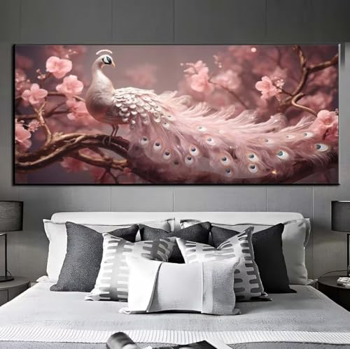 Diamond Painting Pfau Blume Diamond Painting Erwachsene, 5D Diamant Painting Bilder Crystal Embroidery, Daiments Painting Basteln Erwachsene, DIY Diamant Painting Artdot für Wand Décor 45x95 cm q465 von Xaafeze