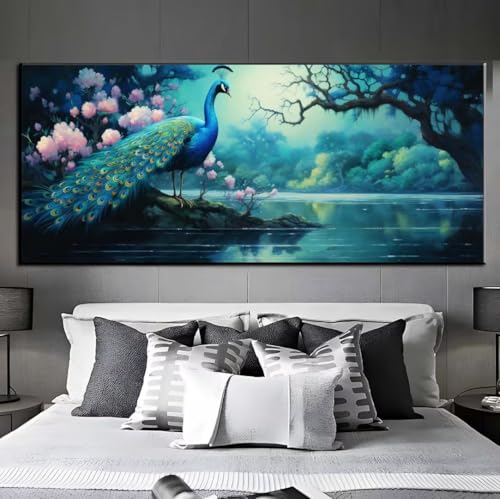 Diamond Painting Pfau Blume Diamond Painting Erwachsene, 5D Diamant Painting Bilder Crystal Embroidery, Daiments Painting Basteln Erwachsene, DIY Diamant Painting Artdot für Wand Décor 85x175 cm q415 von Xaafeze
