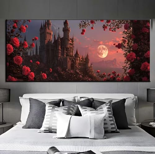 Diamond Painting Rose Schloss Diamond Painting Erwachsene, 5D Diamant Painting Bilder Crystal Embroidery, Daiments Painting Basteln Erwachsene,DIY Diamant Painting Artdot für Wand Décor 45x95 cm q451 von Xaafeze