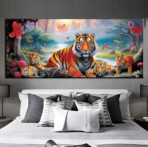 Diamond Painting Tiger Schmetterling Diamond Painting Erwachsene, 5D Diamant Painting Bilder Embroidery, Daiments Painting Basteln Erwachsene, Diamant Painting Artdot für Wand Décor 55x115 cm q481 von Xaafeze