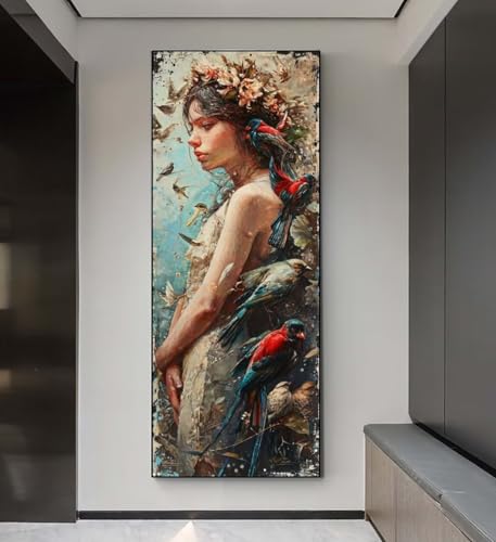 Diamond Painting Vogel Mädchen Diamond Painting Erwachsene, 5D Diamant Painting Bilder Crystal Embroidery,Daiments Painting Basteln Erwachsene,DIY Diamant Painting Artdot für Wand Décor 85x175 cm q169 von Xaafeze