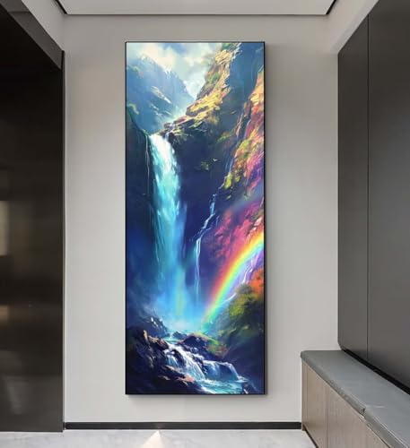 Diamond Painting Wasserfall Regenbogen Diamond Painting Erwachsene, 5D Diamant Painting Bilder Embroidery, Daiments Painting Basteln Erwachsene, Diamant Painting Artdot, Wand Décor 65x135 cm q144 von Xaafeze