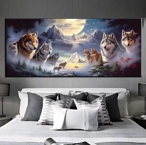 Diamond Painting Wolf Schneeberg, Diamond Painting groß xxl 50 X 100 cm, Diamant Painting Bilder Cross Stickerei, Diamond-Painting Mosaikherstellung Full Drill Crystal für Wand Home Décor, Gifts q477 von Xaafeze