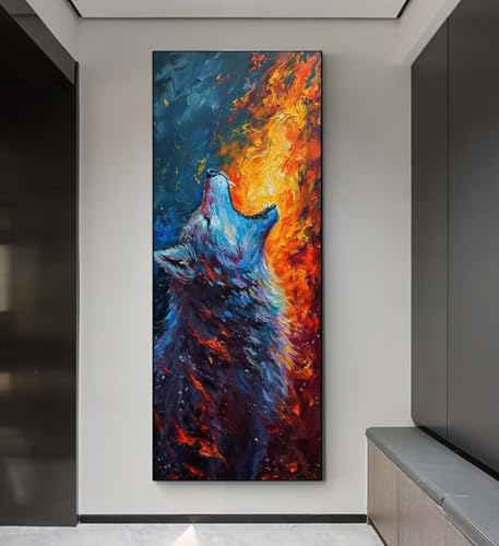 Diamond Painting Wolf Tier Diamond Painting Erwachsene, 5D Diamant Painting Bilder Crystal Embroidery, Daiments Painting Basteln Erwachsene, DIY Diamant Painting Artdot für Wand Décor 85x175 cm q171 von Xaafeze