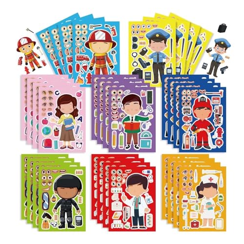 16 Bögen, lustige, professionelle Anziehpuzzle-Aufkleber, Make-a-Face, Kinder, DIY, Puzzle, Lernspielzeug, Partygeschenk von Xailry