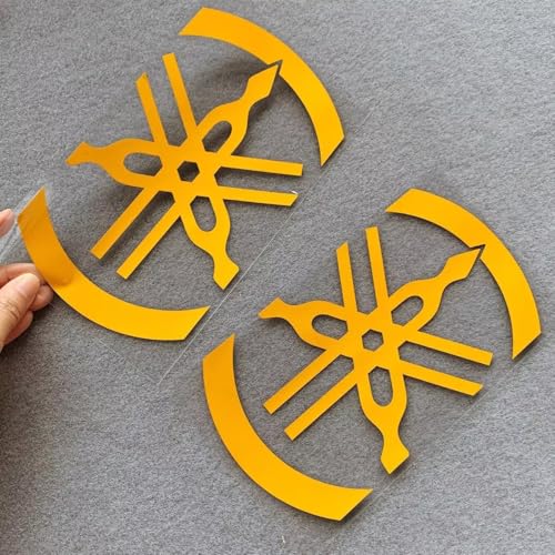 2 x Motorrad-Tank-Aufkleber, kompatibel mit Yamaha-Logo, mehrfarbig, reflektierend, Vinyl-Körper und Verkleidung, dekorative Aufkleber (gelb) von Xailry