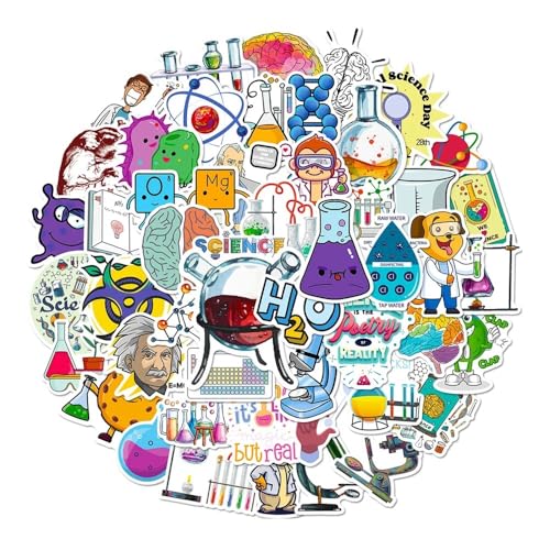 50 Stück Wissenschaft Chemie Biologie Labor Aufkleber Cartoon Aufkleber Laptop Gitarre Telefon Tagebuch Dekoration Aufkleber Kinder Spielzeug von Xailry