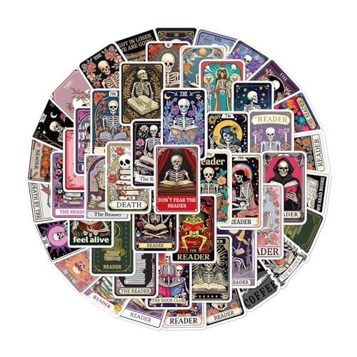 50 Stück lustige Skelett-Schädel-Lesebuch-Tarotkarten-Aufkleber, DIY-Aufkleber, Scrapbooking, Handy, Gepäck, Skateboard, wasserdichte Aufkleber 50 Stück lustige Skelett-Schädel-Lesebuch-Tarotkarten-Aufkleber, DIY-Aufkleber, Scrapbooking, Handy, Gepäck, Skateboard, wasserdichte Aufkleber von Xailry