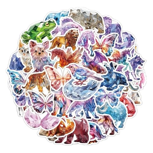50 Stück niedliche Kristall-Tier-Aufkleber, Cartoon-Tier-DIY-Aufkleber, Scrapbooking, Handy, Gepäck, Skateboard, wasserdichte Aufkleber von Xailry