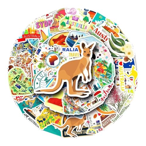 50 x australische Aufkleber, australische Landschaft, Koala, Känguru, DIY-Aufkleber, Scrapbooking, Handy, Gepäck, Skateboard, wasserdichte Aufkleber von Xailry