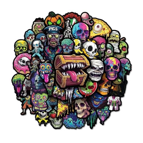 Coole Gothic-Horror-Schädel-Aufkleber, DIY, Skateboard, Laptop, Handy, Koffer, wasserdicht, Kinder, klassisches Spielzeug, 50 Stück Coole Gothic-Horror-Schädel-Aufkleber, DIY, Skateboard, Laptop, Handy, Koffer, wasserdicht, Kinder, klassisches Spielzeug, 50 Stück von Xailry