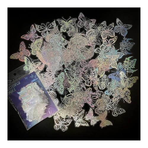 Coole holografische Laser-Schmetterlings-Aufkleber, ästhetische Aufkleber, Laptop, Koffer, Kühlschrank, Telefon, Graffiti-Aufkleber, Kinderspielzeug, 50 Stück von Xailry