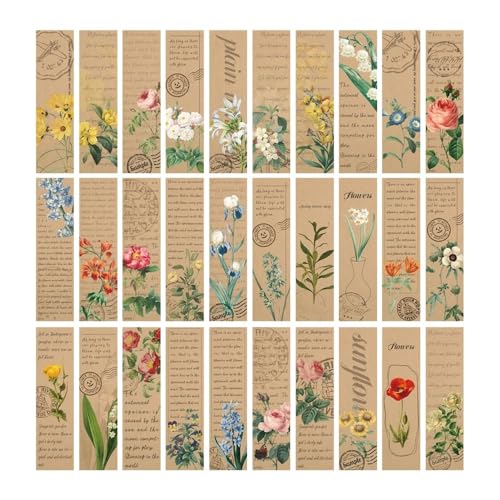 Lesezeichen im Retro-Stil mit Pflanzen und Blumen, einzigartig, kreatives Lesen, Buchzubehör, Druck, langlebig, Geschenke, Zubehör, 50 Stück Lesezeichen im Retro-Stil mit Pflanzen und Blumen, einzigartig, kreatives Lesen, Buchzubehör, Druck, langlebig, Geschenke, Zubehör, 50 Stück von Xailry