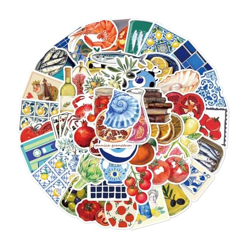 Mediterrane Tomaten-Aufkleber, mediterran, DIY-Aufkleber, Scrapbooking, Handy, Gepäck, Skateboard, wasserdicht, 50 Stück von Xailry