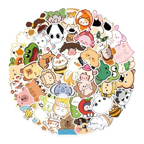 Niedliche Tierbelohnungsaufkleber, Kawaii-Tieraufkleber, ästhetische Kindle, Handy, Laptop, Scrapbook, Tagebuch, Aufkleber, 50 Stück von Xailry