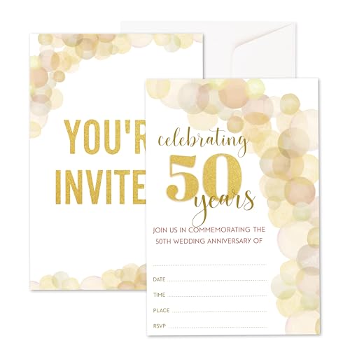 Einladungen zum Hochzeitstag, minimalistische Brautparty, Einladungen zur goldenen Hochzeit, mit Umschlägen, Partyzubehör zum 50. Jahrestag, Dekoration, doppelseitiges Ausfüllen, 20 Stück, 02 von Xanev