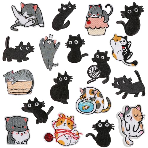 Xanewza 18 Stück Patches zum Aufbügeln Katze, Bestickte Aufnäher Bügel Patches, Katze Patch Kit Kinder Flicken zum Aufbügeln Aufnäher zum Aufnähen Applikation für T-Shirt Jeans Jacken Rucksäcke Hüte Xanewza 18 Stück Patches zum Aufbügeln Katze, Bestickte Aufnäher Bügel Patches, Katze Patch Kit Kinder Flicken zum Aufbügeln Aufnäher zum Aufnähen Applikation für T-Shirt Jeans Jacken Rucksäcke Hüte von Xanewza