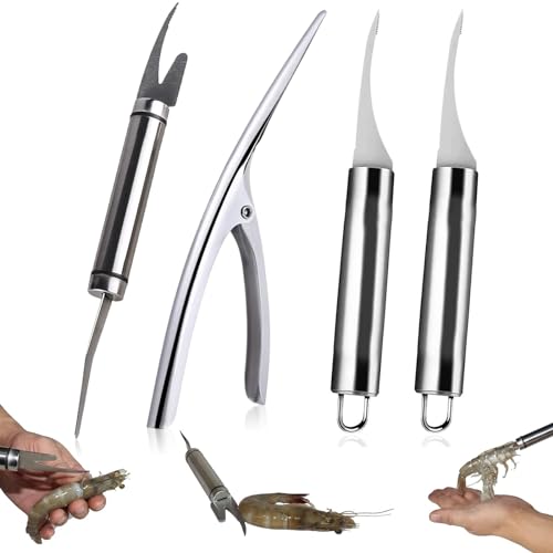 Xanewza 4-teiliges Garnelenmesser, Edelstahl, Garnelenschäler, Garnelenschäler, Garnelenclip, Peeling-Zange für Hummer, Krabben, Garnelen Xanewza 4-teiliges Garnelenmesser, Edelstahl, Garnelenschäler, Garnelenschäler, Garnelenclip, Peeling-Zange für Hummer, Krabben, Garnelen von Xanewza