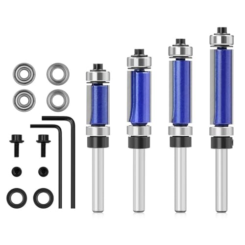 11pcs Fräsenschneider 1/4 Zoll Mahlen Kopie Kopie Trimmschaftlager Spülen Trim Muster Zubehör Trimmrouter Bit Set von Xanorrg