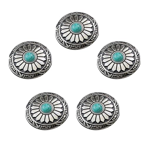 5 PCs Leder Dekorativen Imitation Türkis Knöpfe Blumenkleidung Knöpfe Für Schmuck Erstellen Dekoration von Xanorrg