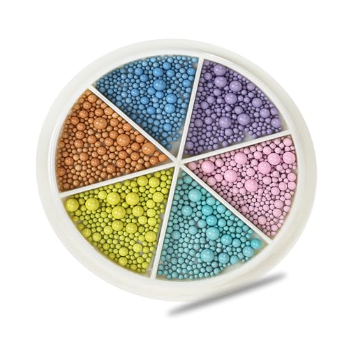 6 Gitter Runde Nägel Perlen Charm Metal Art Makkaronfarbe Kunstdekoration Accessoires von Xanorrg
