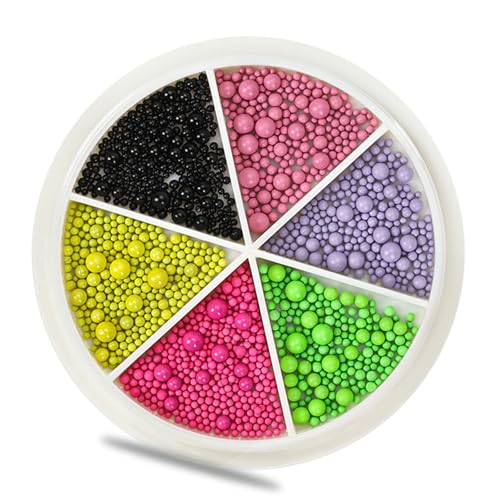 6 Gitter Runde Nägel Perlen Charm Metal Art Makkaronfarbe Kunstdekoration Accessoires von Xanorrg