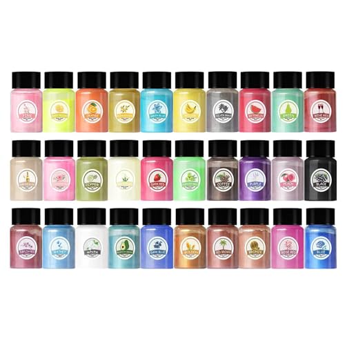 Packung Von 30 Perlmuttpulverflaschen Epoxidharzfarbstoff Harz Pigment Malvorlagen Farbstoff Pigment Schmuck Schmuckzubehör Herstellen von Xanorrg