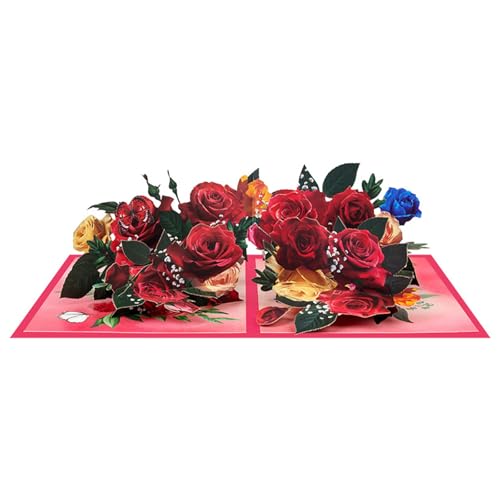 Xanorrg Mode Popup Rose Geburtstagskarten Handgefertigte Blumengrußkarten Mit Umschlag Für Männer Und Frauen Spezialages Day Flowers Box von Xanorrg