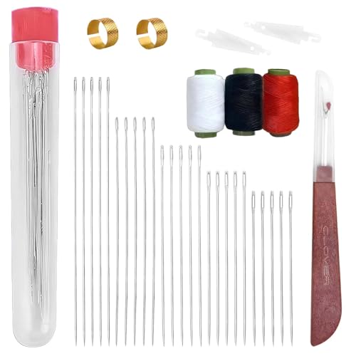 Xanthelle Nähnadeln Set mit Nahttrenner, 25 Stahlnadeln, 2 Fingerhüte, 2 Einfädler, Garn in Schwarz, Weiß, Rot – Kompaktes Nähzeug für Zuhause und Reisen Xanthelle Nähnadeln Set mit Nahttrenner, 25 Stahlnadeln, 2 Fingerhüte, 2 Einfädler, Garn in Schwarz, Weiß, Rot – Kompaktes Nähzeug für Zuhause und Reisen von Xanthelle