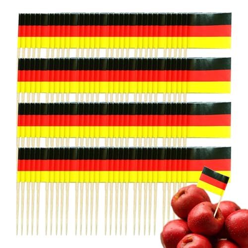 Flagge für Deutschland Cupcakes- 100pcs kleine Flaggen aus Deutschland | Cocktail -Stick -Flagge | Deutsche Holzcocktail -Picknicks | Stellvertretende Abteilungsflaggen für Feiertage von Xasbseulk