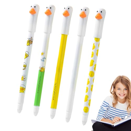 Radierbarer Stift - 0,5 mm Entenform Radierbarer Kugelschreiber | 5 Stück Niedlich Glatt Gelschreiber Radierbar | PP Einziehbare Gelschreiber Zum Schreiben, Für Den Arbeitsplatz, Für Die Schule, Zum T Radierbarer Stift - 0,5 mm Entenform Radierbarer Kugelschreiber | 5 Stück Niedlich Glatt Gelschreiber Radierbar | PP Einziehbare Gelschreiber Zum Schreiben, Für Den Arbeitsplatz, Für Die Schule, Zum T von Xasbseulk