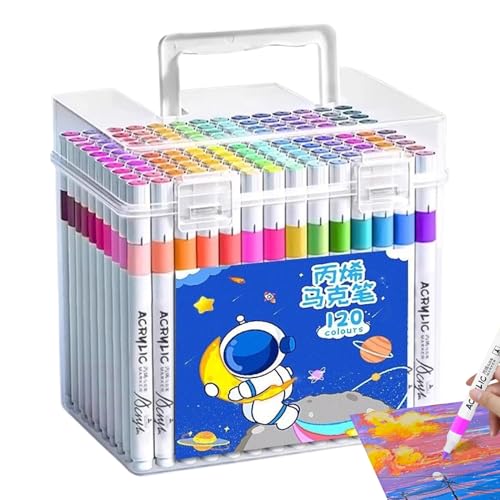 Xasbseulk Acryl-Marker-Set, -Marker, 120 Farben, schnell trocknend, Malstifte zum Zeichnen, Färben, Basteln, Scrapbooking, Schule, Klassenzimmer Xasbseulk Acryl-Marker-Set, -Marker, 120 Farben, schnell trocknend, Malstifte zum Zeichnen, Färben, Basteln, Scrapbooking, Schule, Klassenzimmer von Xasbseulk