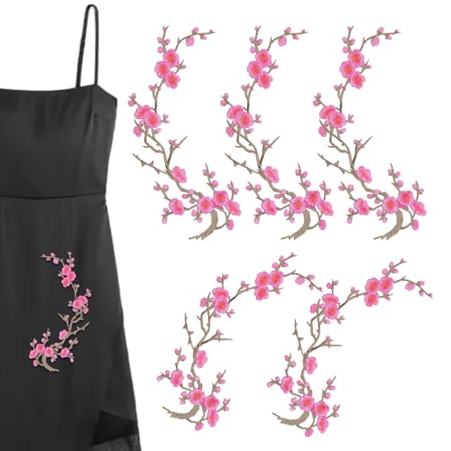 Xasbseulk Bügelbilder | Bestickte Aufnäher - 5er Set Pflaumenblüten Blumenmuster Nähanleitung mit Klebefolie für Sportteam Bekleidung Modeprojekte Hut Xasbseulk Bügelbilder | Bestickte Aufnäher - 5er Set Pflaumenblüten Blumenmuster Nähanleitung mit Klebefolie für Sportteam Bekleidung Modeprojekte Hut von Xasbseulk