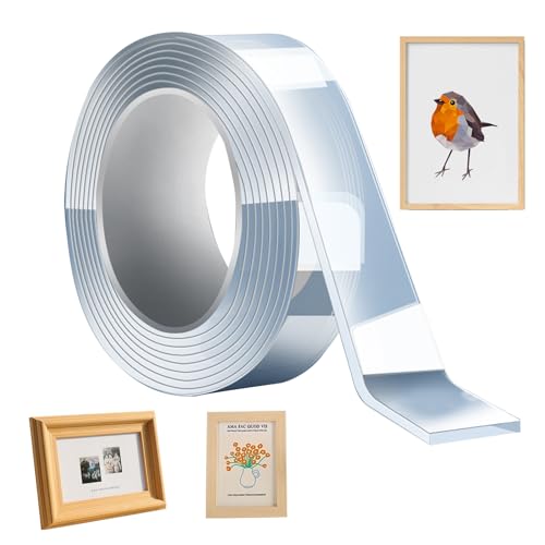 Xasbseulk Doppelseitiges Klebeband - wasserdichtes Klebeband | Nanotechnologie transparentes Sticky Roll Tape | Kleber Tack Gel Putty Kleber für Poster, Foto, Spiegel, Teppich von Xasbseulk