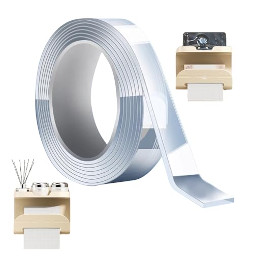 Xasbseulk Doppelseitiges Klebeband - wasserdichtes Klebeband | Nanotechnologie transparentes Sticky Roll Tape | Kleber Tack Gel Putty Kleber für Poster, Foto, Spiegel, Teppich von Xasbseulk
